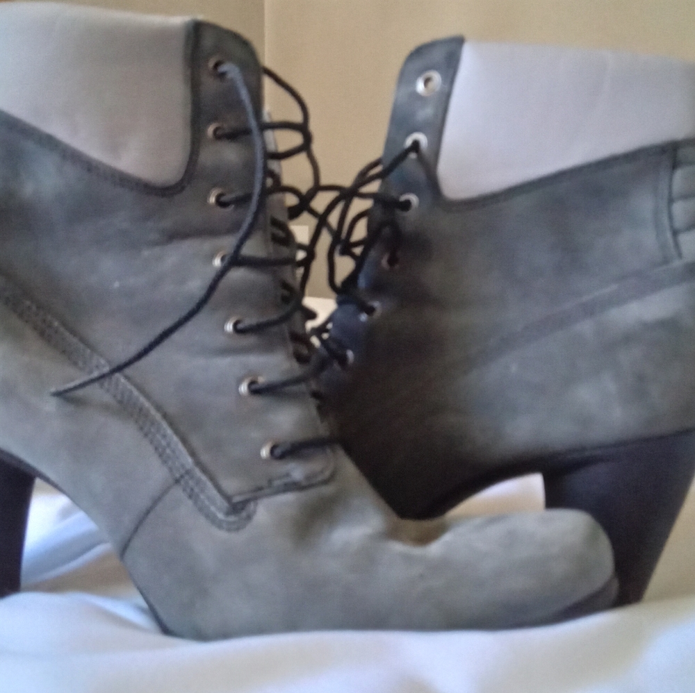 Gray timberland ankle boots
